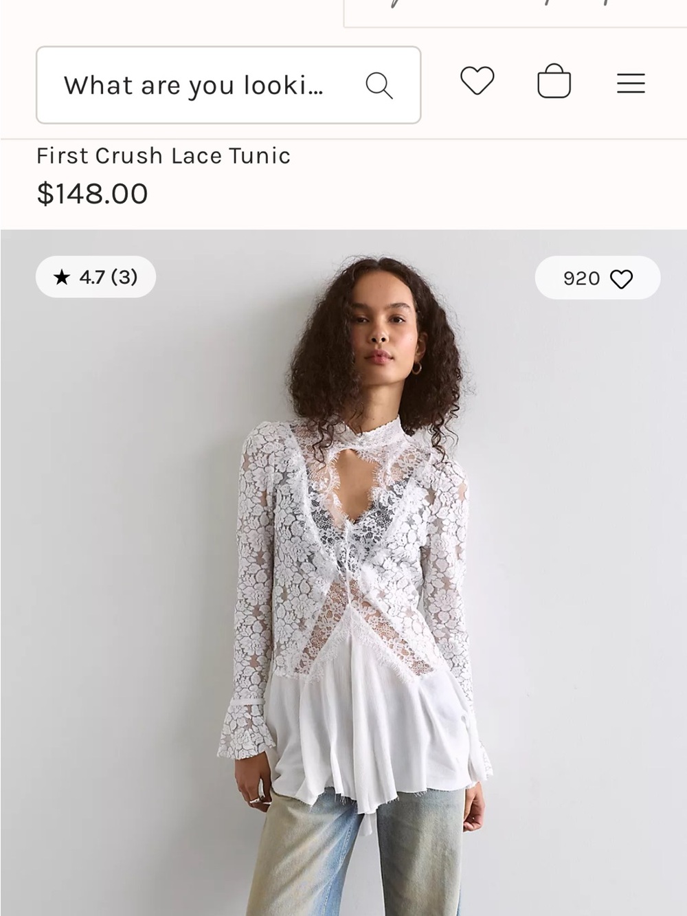 Free People White Lace Tunic Top NWOT